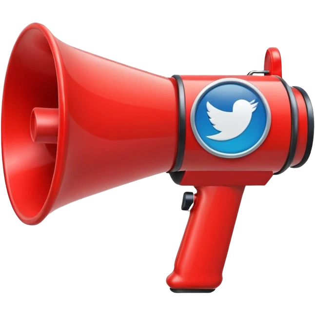 megaphone with social media icons around emoji