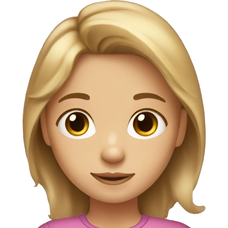 Small girl with light brown hair and blonde highlights and a drawing emoji