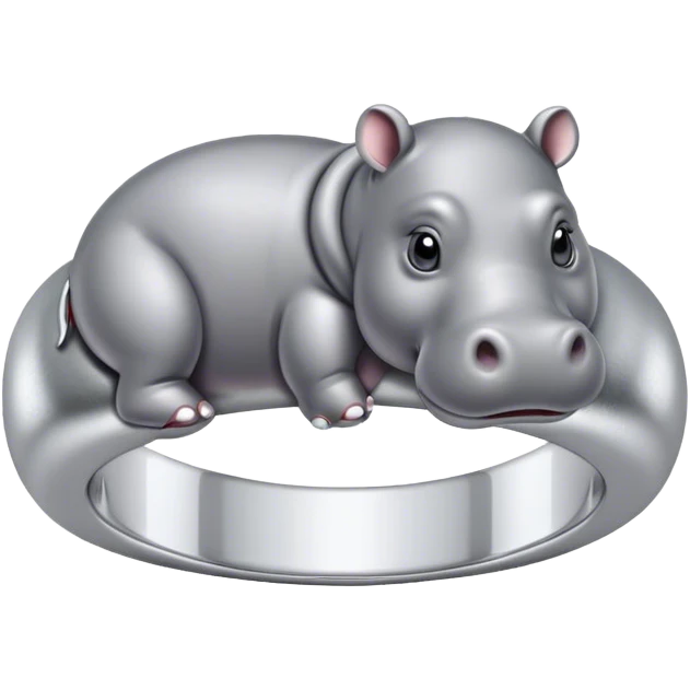 Une bague avec un petit hippopotame au centre emoji
