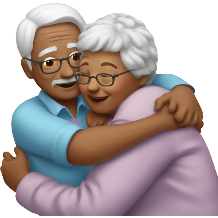 Grandma hugging grandpa  emoji