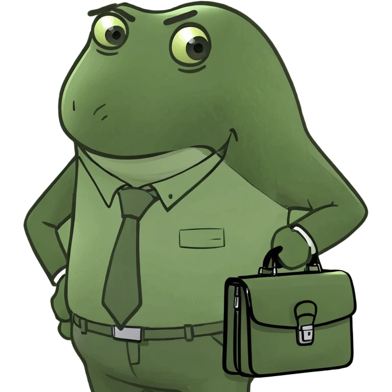 green manager emoji, with briefcase, confident posture, elegant, no face emoji