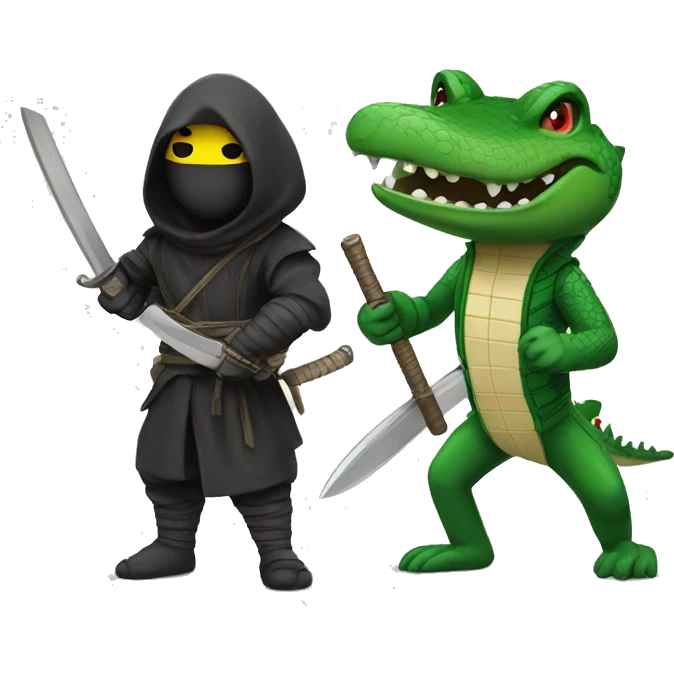 Emoji ninja next to a cocodrile  emoji