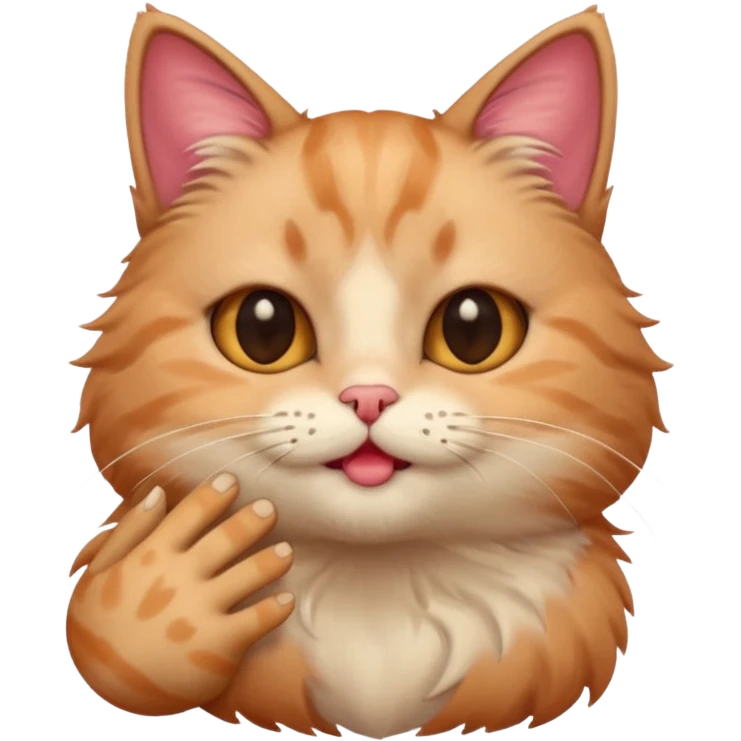 Cat blushing with hand  emoji
