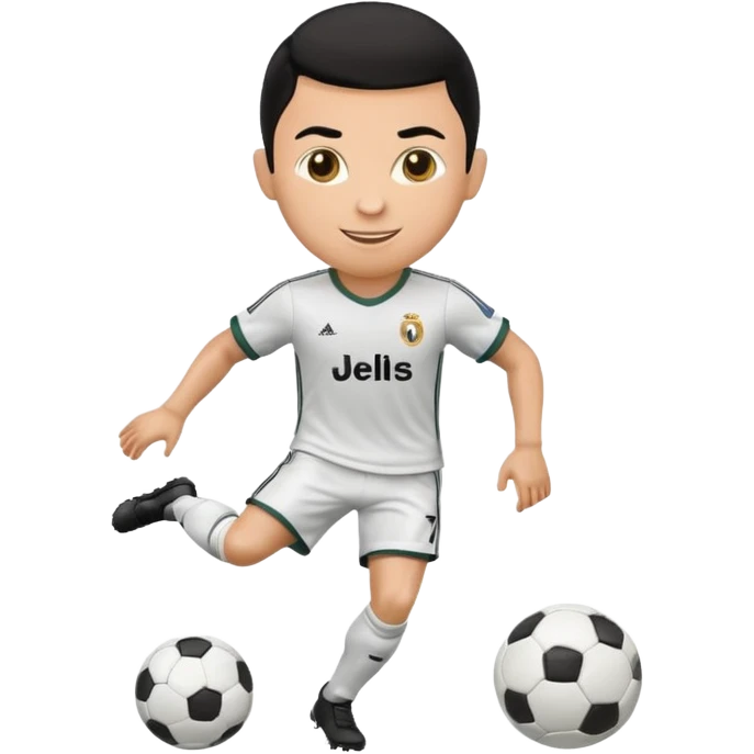 Cristiano Ronaldo inspired emoji, dribbling a soccer ball emoji