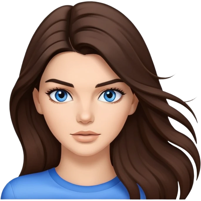 Kendall Jenner with long hair and blue eyes emoji