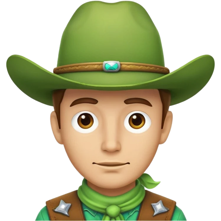 Cowboy face with a bright green cowboy hat emoji
