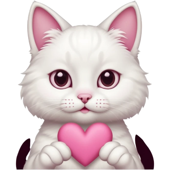 Cute white cat making heart shape with his hand above the head like this🙆‍♂️ emoji