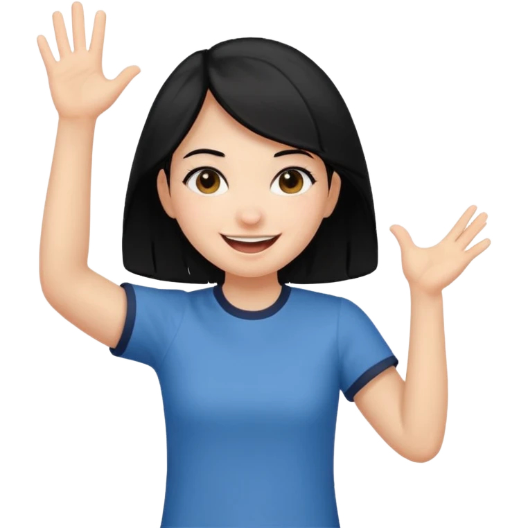 girl with black hair in short sleeves cheering going home emoji
