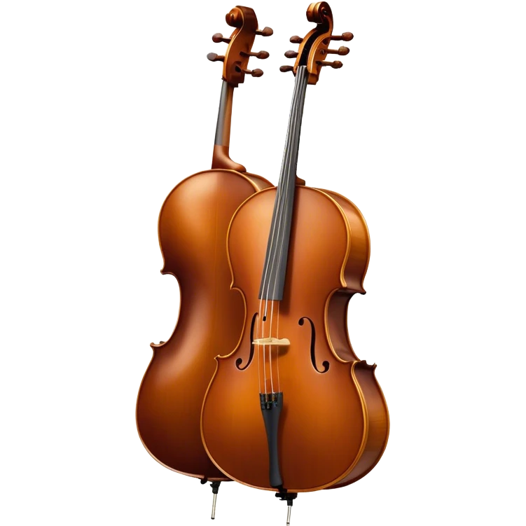 Cinematic Realistic Cello, deep brown polished wood, elegant f-holes curving gracefully, warm golden lighting creating depth, bow gently resting on the strings, glowing with the rich resonance of classical artistry. emoji