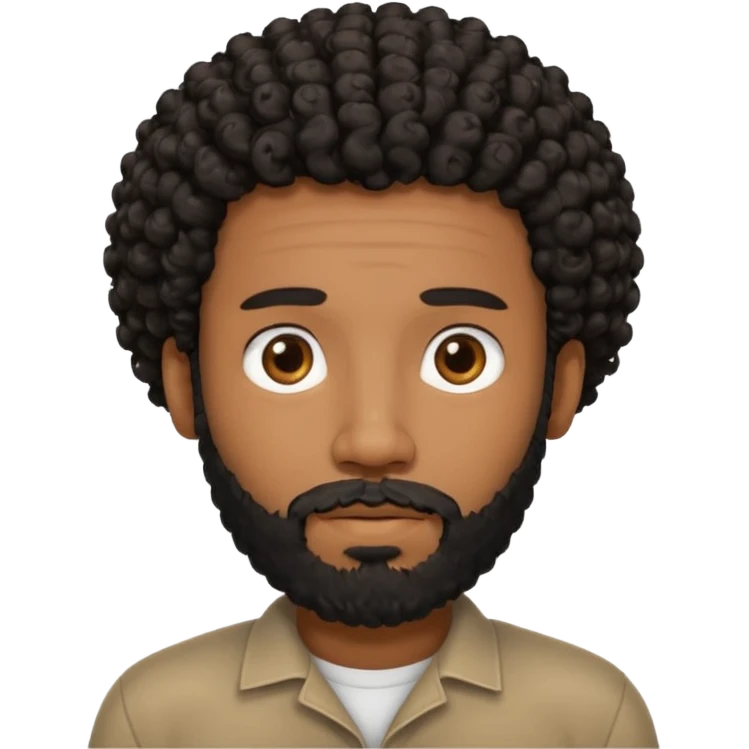 This is a cartoon-style avatar of a black man with curly black hair, a beard, and a calm expression  emoji