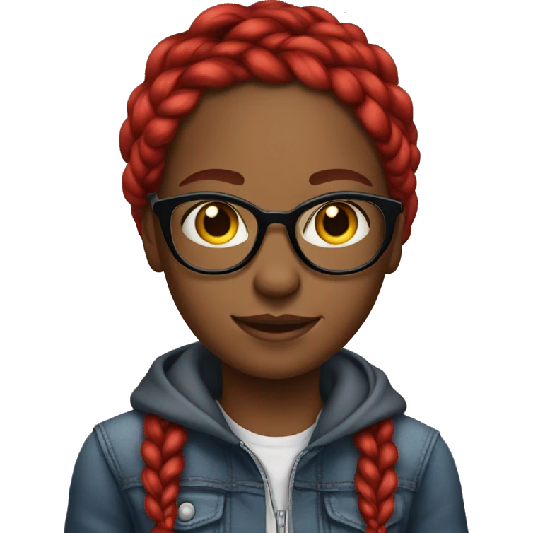 A tomboy black girl red braids wearing eyes glasses emoji