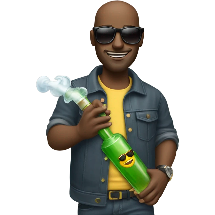 Guy holding Bong with sunglasses emoji