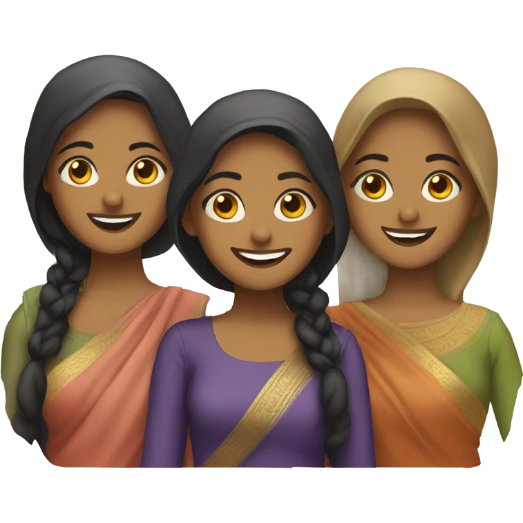 Three desi young woman smiling  emoji