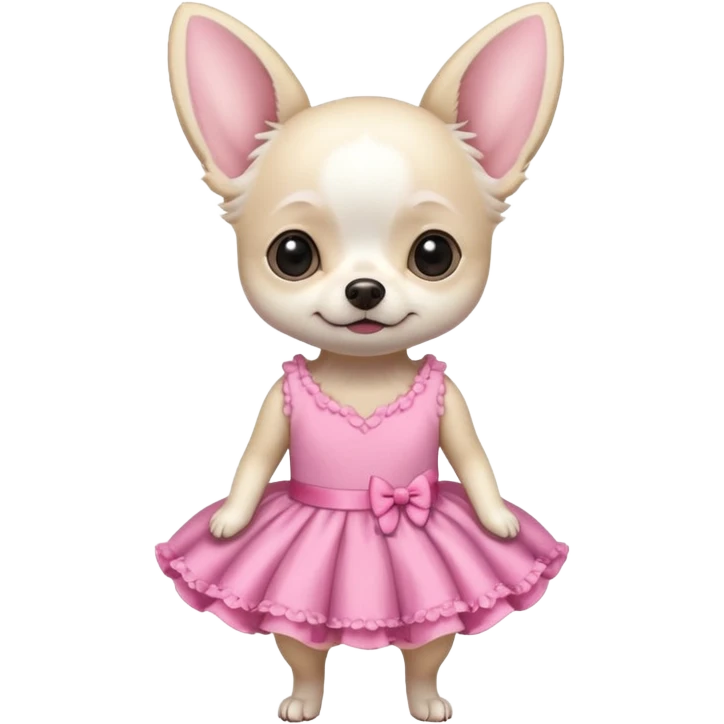White chihuahua with pink dresse emoji