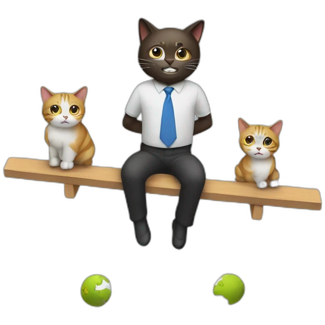 high definition, a seesaw with a cat man and a Earth on each side emoji