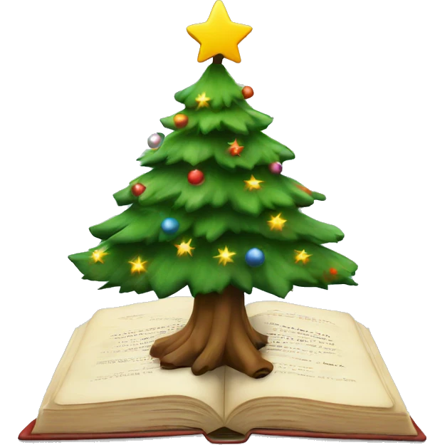 Christmas tree and book emoji