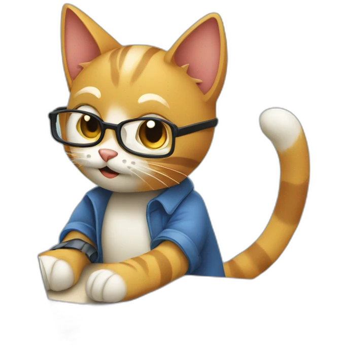 software developer cat on computer typing on keyboard emoji