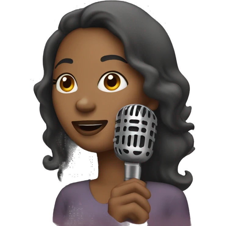 A woman singing with a mic emoji