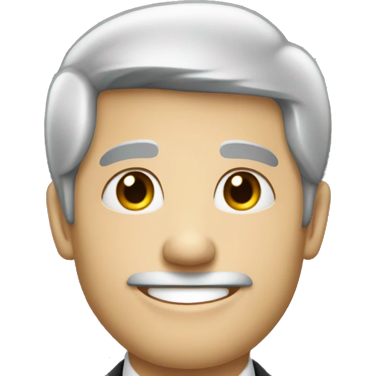 a white man with prominient smile, gray-black hair, in a formal suit emoji