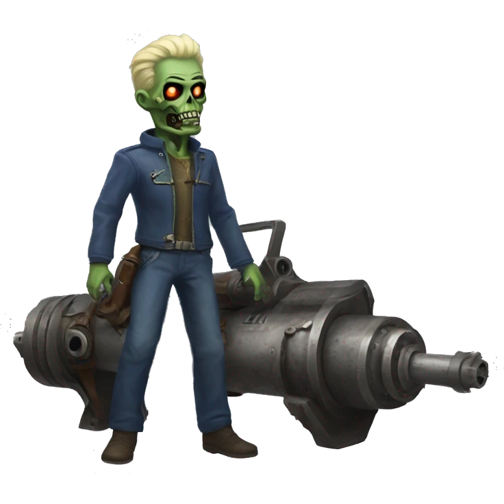 fallout ghoul but gay with a tesla cannon emoji