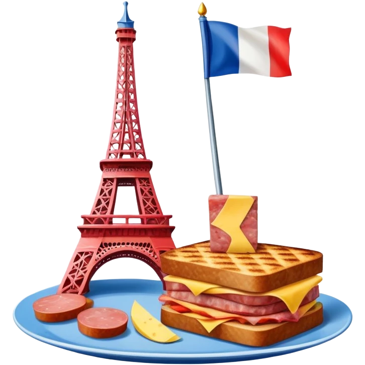 Spam meat Eiffel tower and French flag surrealist painting  emoji