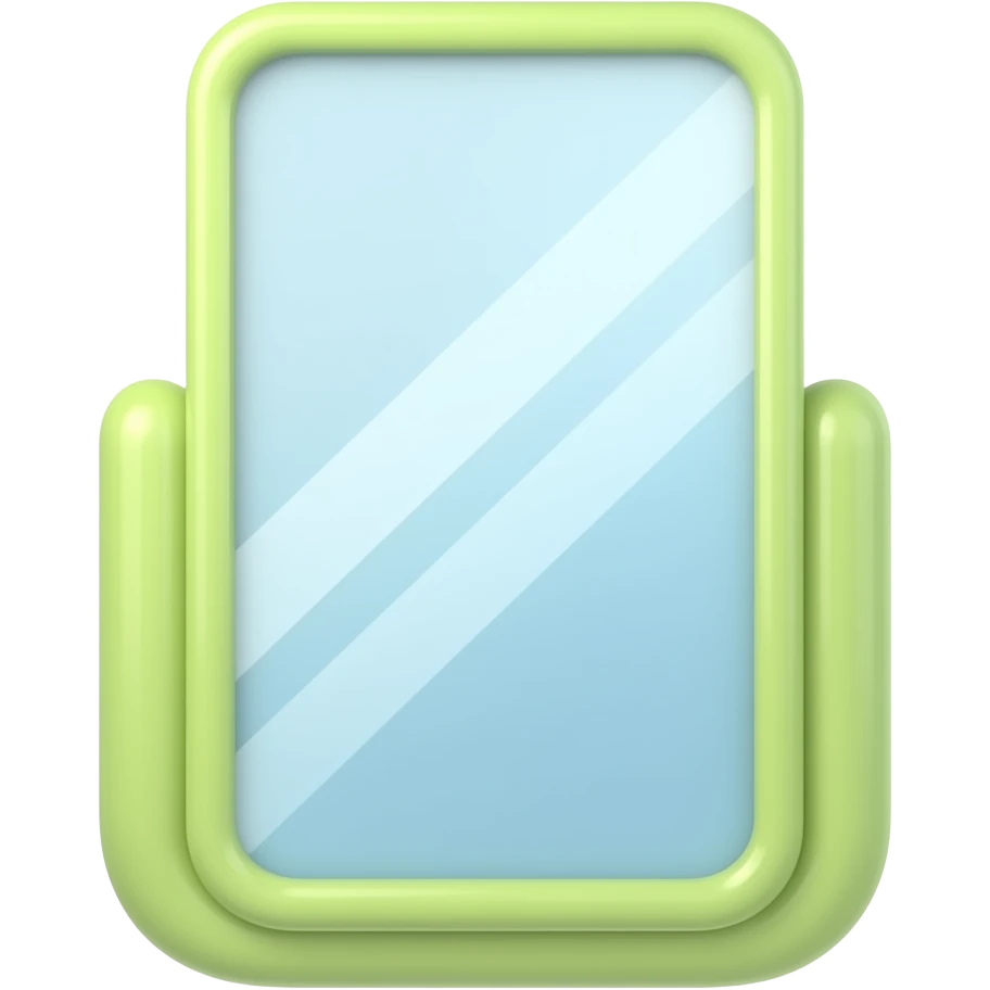 green and yellow a cute long square standing mirror with soft frame, girly aesthetic, pastel tones, 3D render inspired by Barbie colour palette emoji