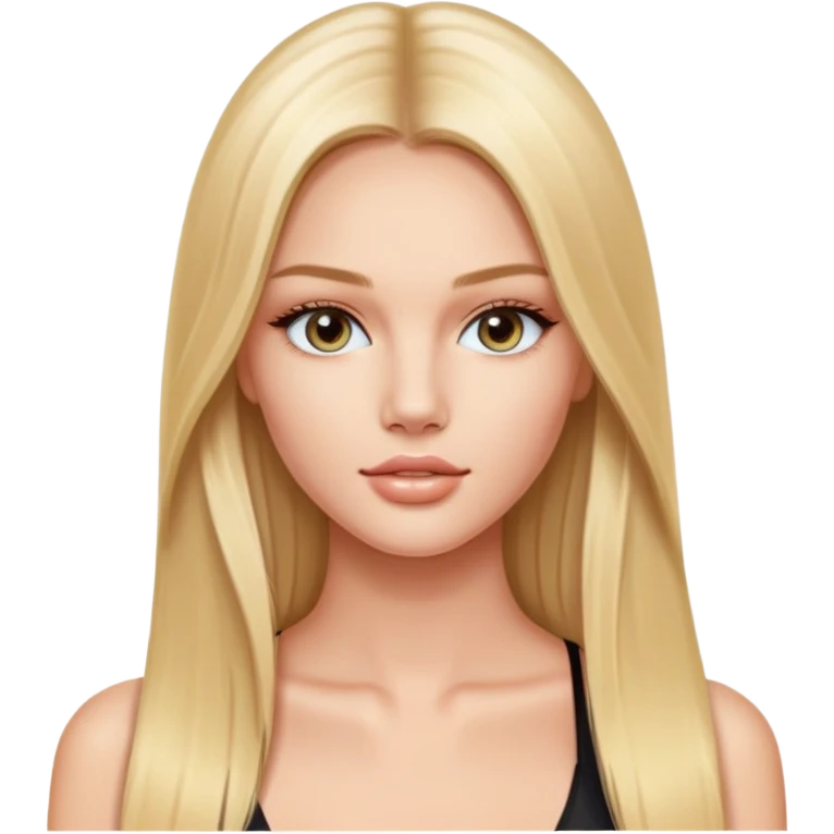 victoria’s secret model with long blonde straight hair, oval face shape  emoji