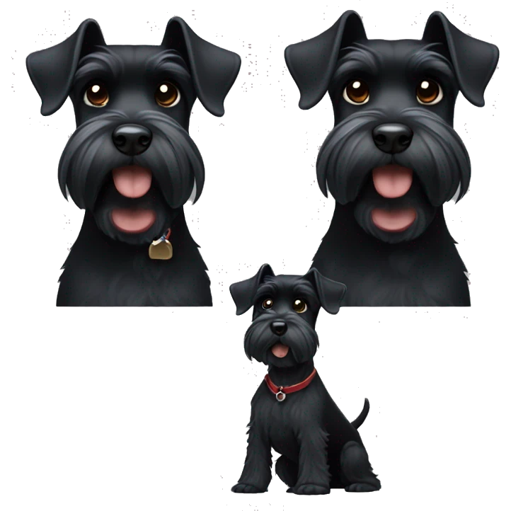 Black schnauzer with one upright and the other one down emoji