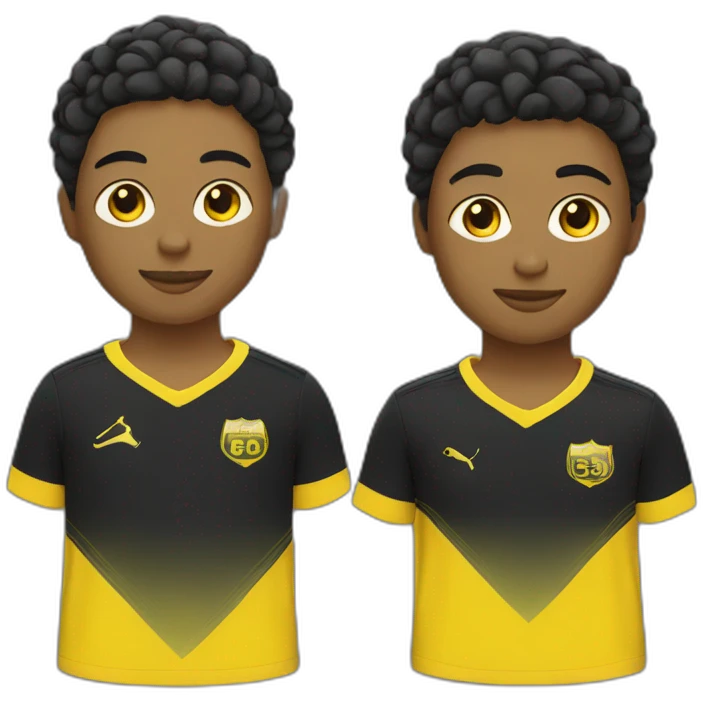people in soccer uniforms in the color black and yellow emoji