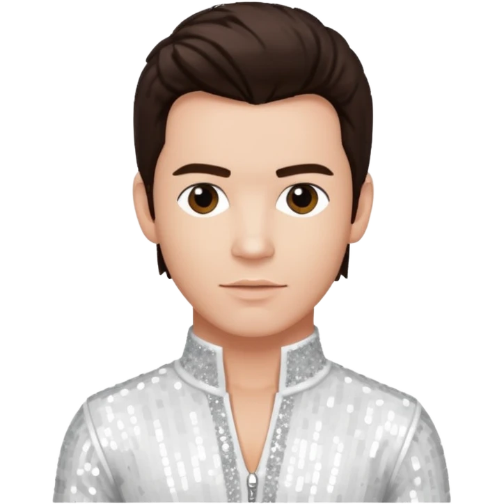 Stephen Gately from Boyzone with dark brown hair, light skin, white sequin outfit emoji