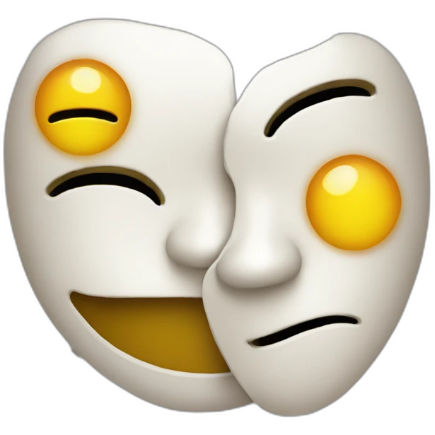 smile face and a mask hiding a sad face emoji