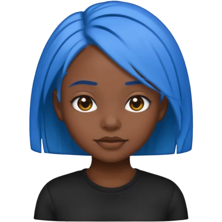 black girl emoji with blue hair and edges in a black shirt  emoji