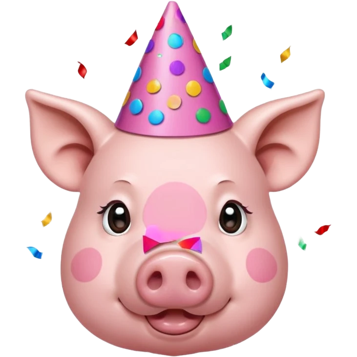 Party Pig – small pig with cone party hat and confetti emoji