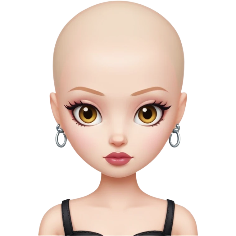 pretty bratz baddie, bald, pale skin emoji