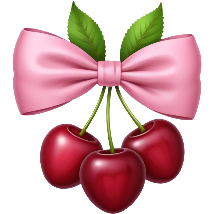 cherries with light pink bow emoji
