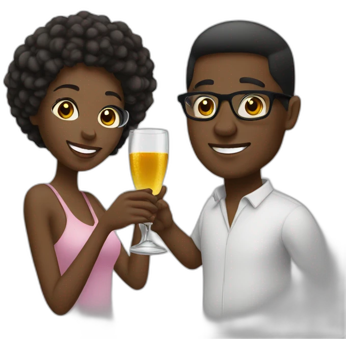 black couple toasting glasses emoji