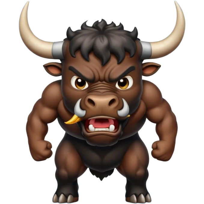 Emoji of an angry black powerful bull with steam coming out of its nose emoji