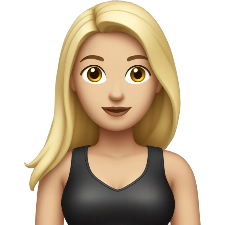 Caucasian Curvy woman with long dark straight hair wearing Mini black leather skirt hyper-realistic  emoji