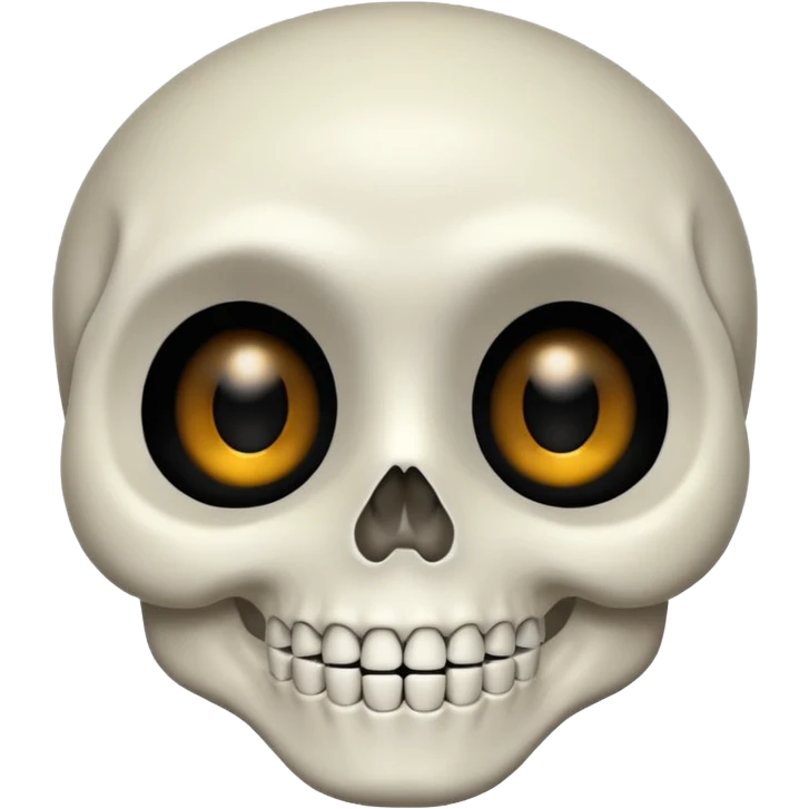 A skeleton face with a big white smile and big black eyes with tiny pupils emoji
