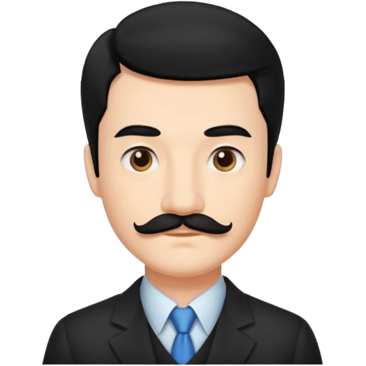 side part to the right, a square mustache and black hair emoji