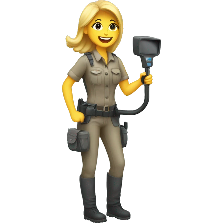 Happy woman metal detector  emoji