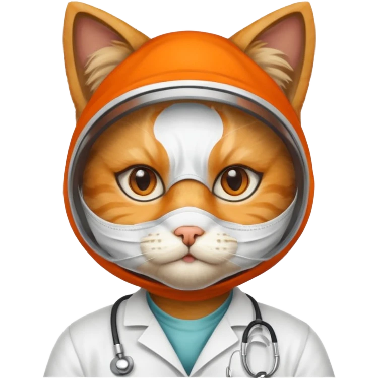 doctor cat, dust mask emoji