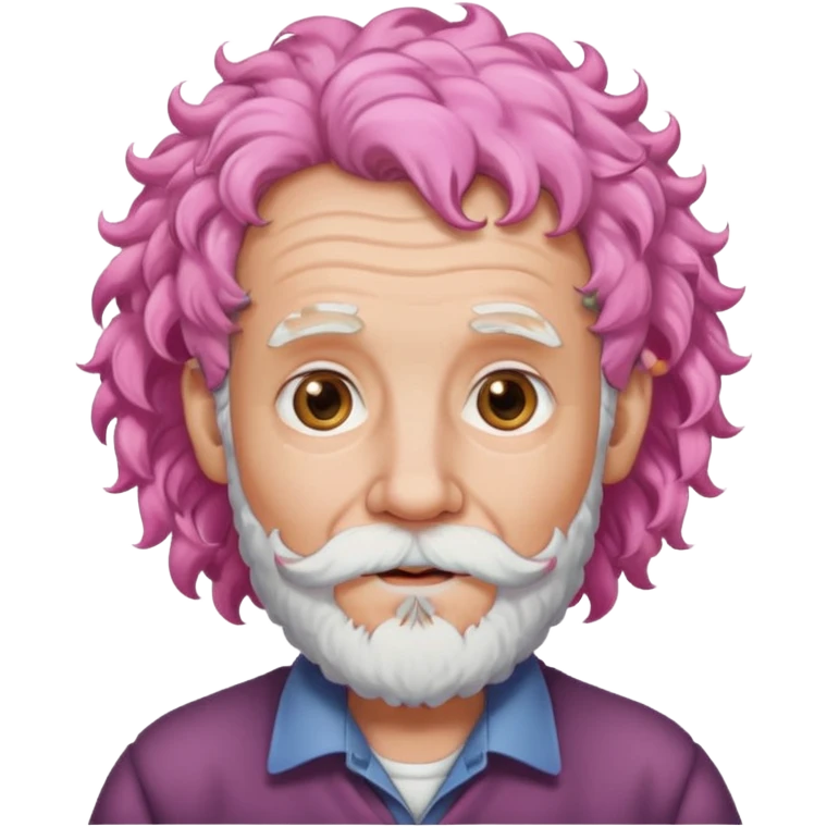 old pink haired curly man with beard emoji