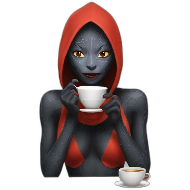 spider woman drinking tea emoji
