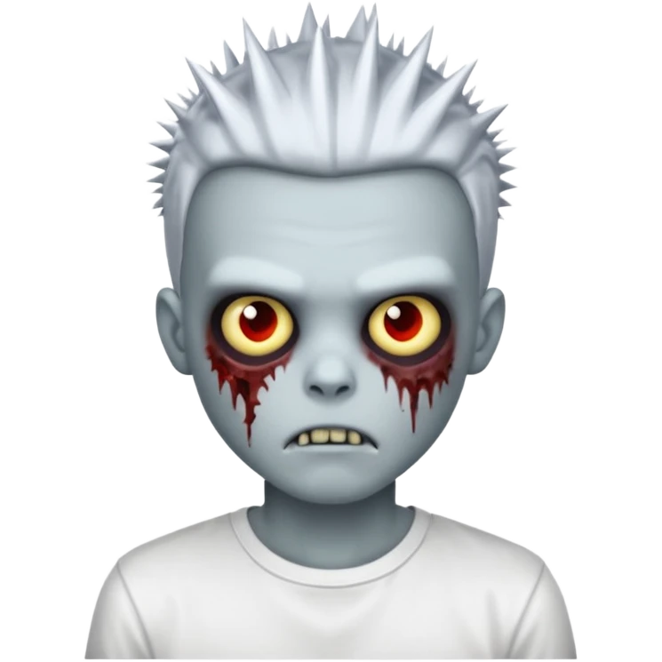 chrome zombie boy with spiky emo hair and white shirt emoji