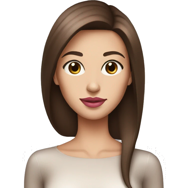 A beautiful woman with straight brown hair, pink lips, thin lips  emoji