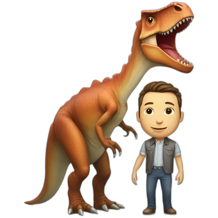Dinosaur going on a date with elon musk emoji