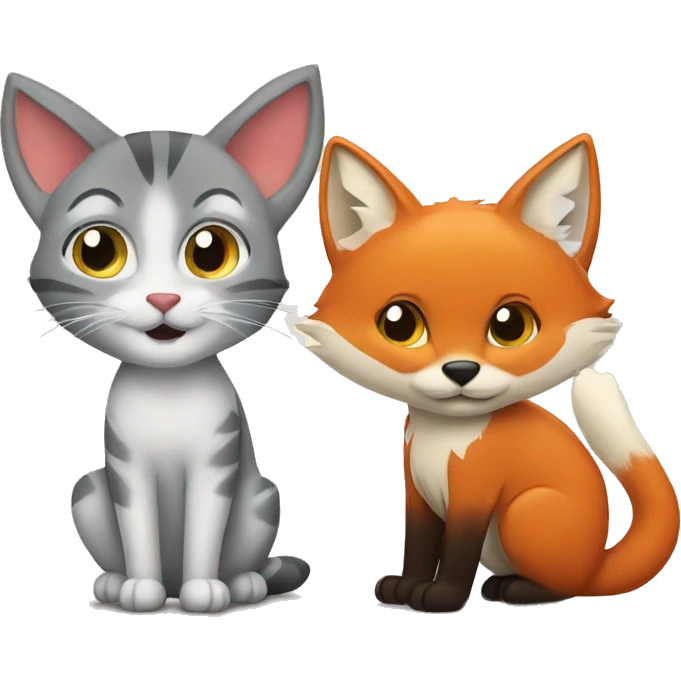 Cat and fox emoji