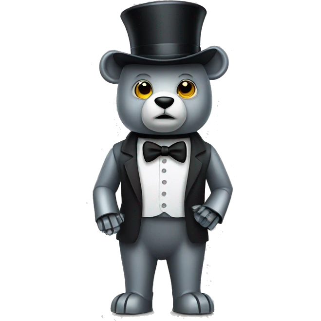 Robot bear with a top hat emoji