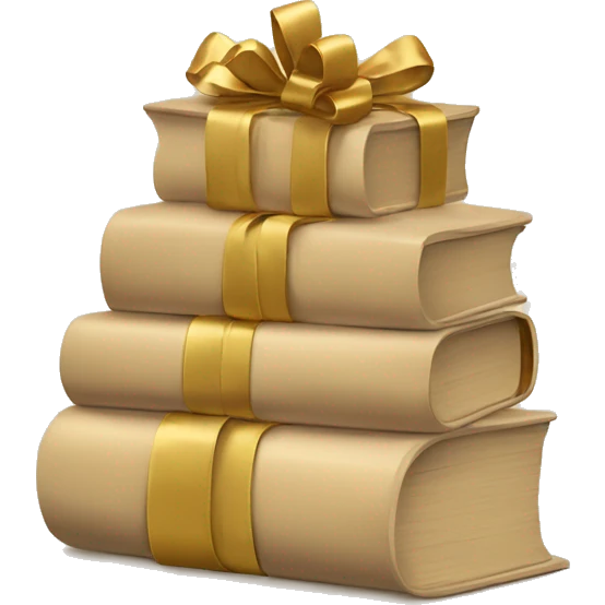 beige books stacked up and tied together by a golden bow emoji